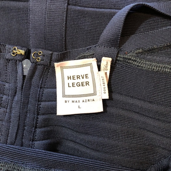 Herve Leger L Navy Blue Bandage Dress - Picture 9 of 11